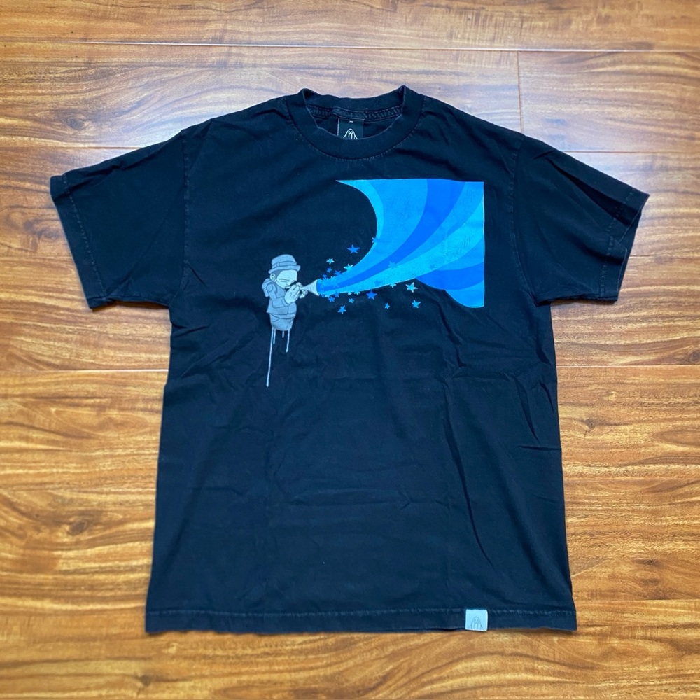 Upper Playground Men's Black Music Graphic Crew T-Shirt Size Medium Streetwear